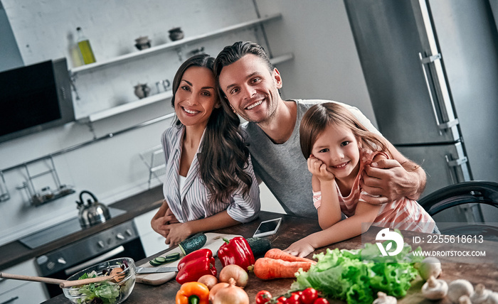 Family in kitchen