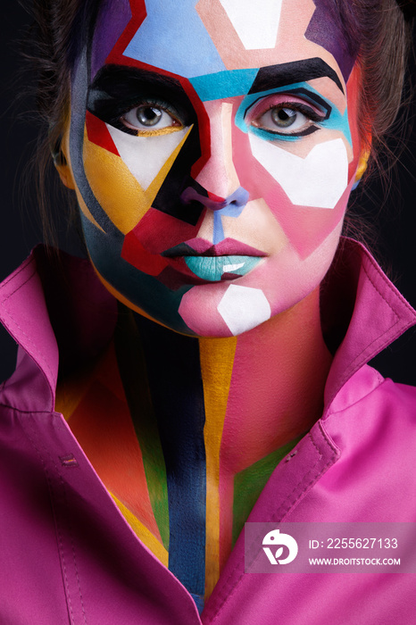 Model with a pop art makeup on her face