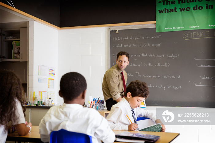 Pupils and teacher in classroom