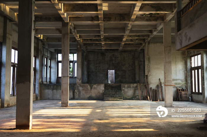 interior of an old abandoned building