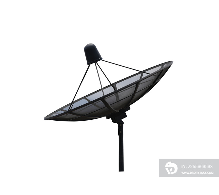 Black Satellite dish isolated on white background.