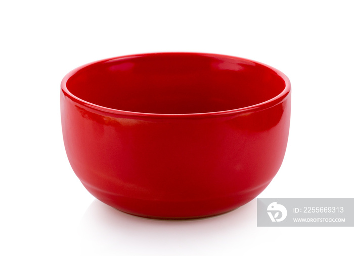 red ceramic bowl isolated on white background