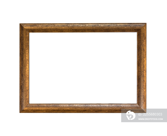 Isolated blank wooden picture frame on white background