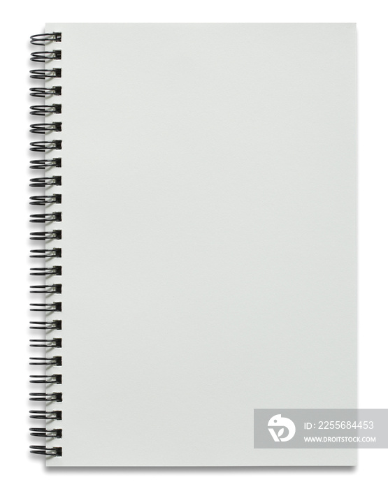白色隔离的空白白色螺旋笔记本
