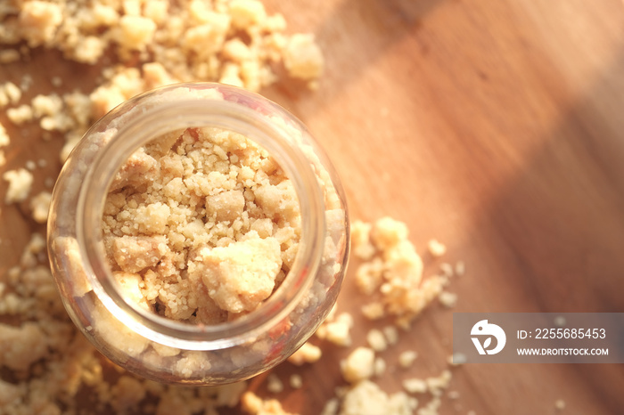 cheese cakes parfait and crumble in a jar ,