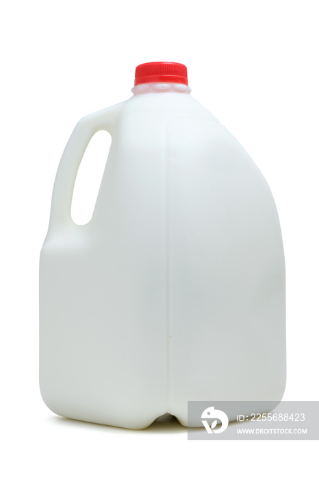 One gallon bottle of milk with red color cap