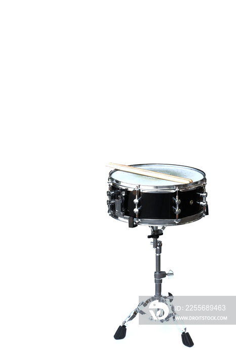 Black snare drum on stand