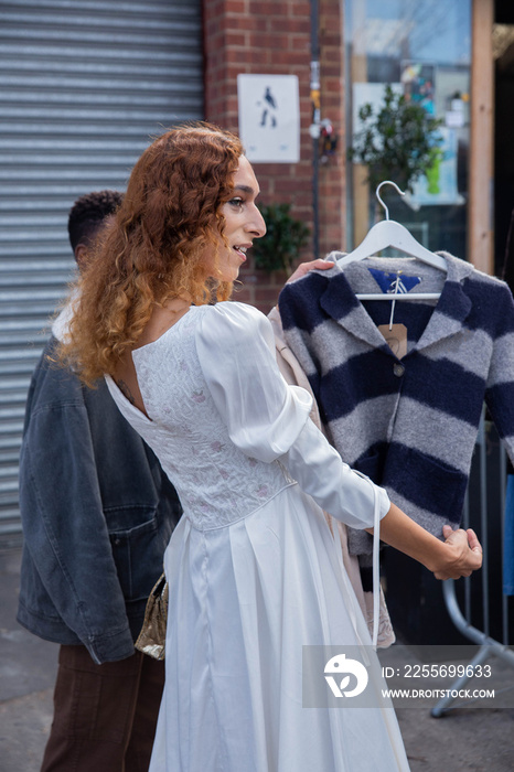 A group of transgender friends at a vintage market.