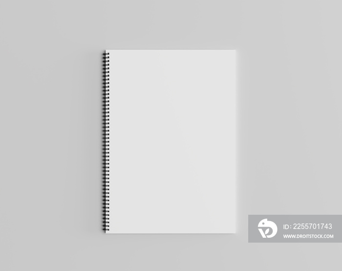 Blank open spring notebook on the empty background, notepad sheet