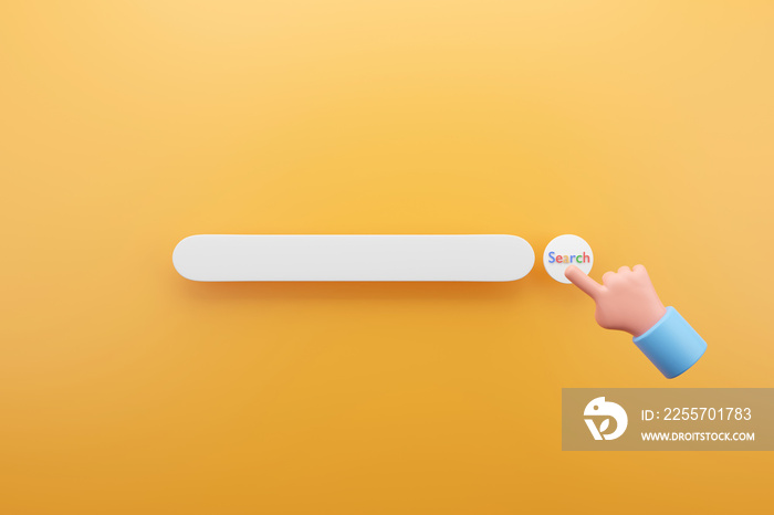 Search bar graphic design with yellow background, 3d render