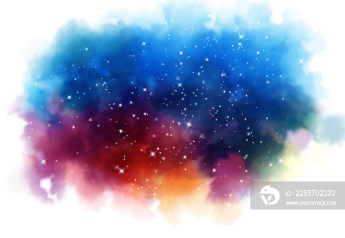 Star field in galaxy space with nebula, abstract watercolor digital art painting for texture backgro