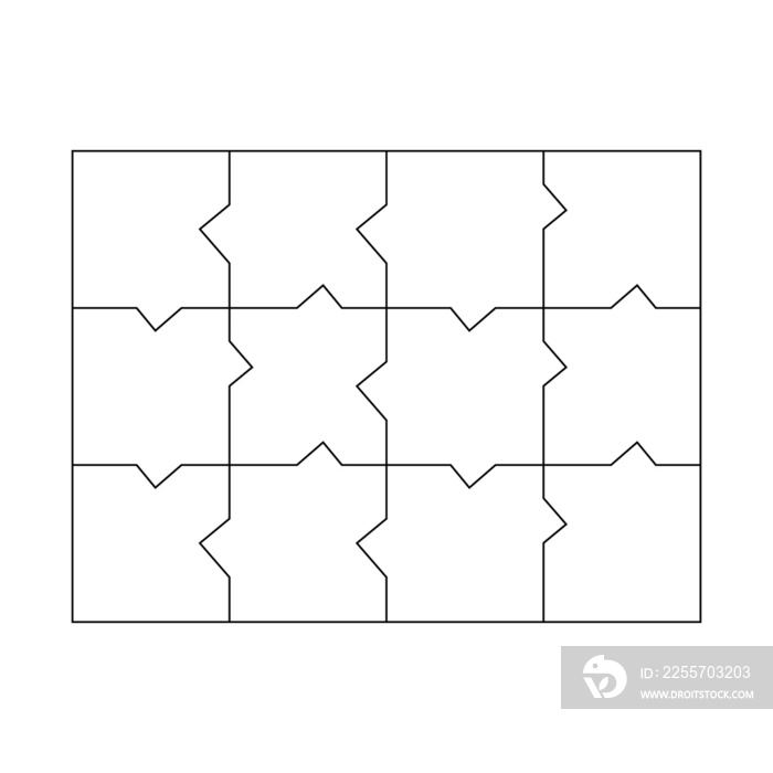 不寻常的空白拼图12件。用于印刷和卷筒纸的简单线条艺术风格。几何三角形
