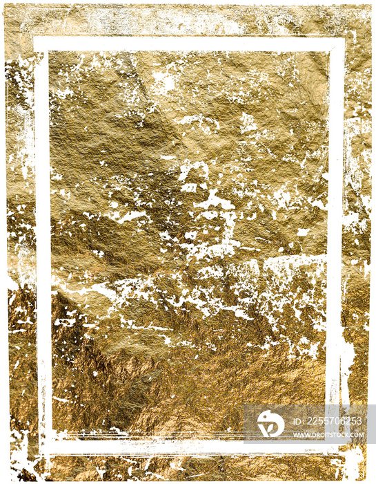 gold foil frame texture with transparent background