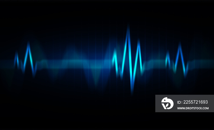 Blue Heart pulse monitor with signal. Heart beat. ekg icon wave