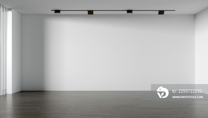 Empty wall mock up in Scandinavian style interior. Minimalist interior design. 3D illustration