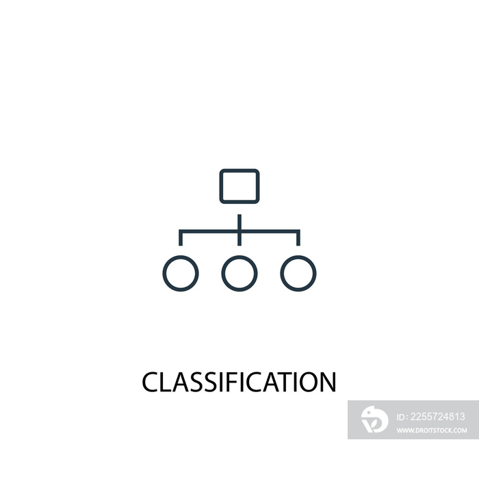 分类概念线图标。简单元素说明。分类概念轮廓符号