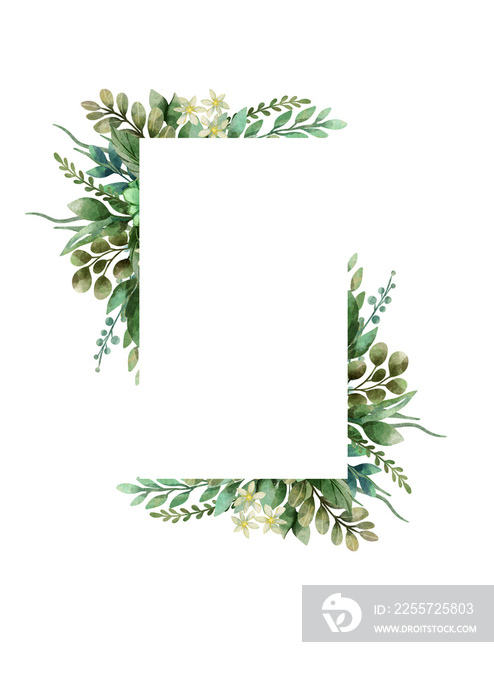 Green Watercolour Floral Frame