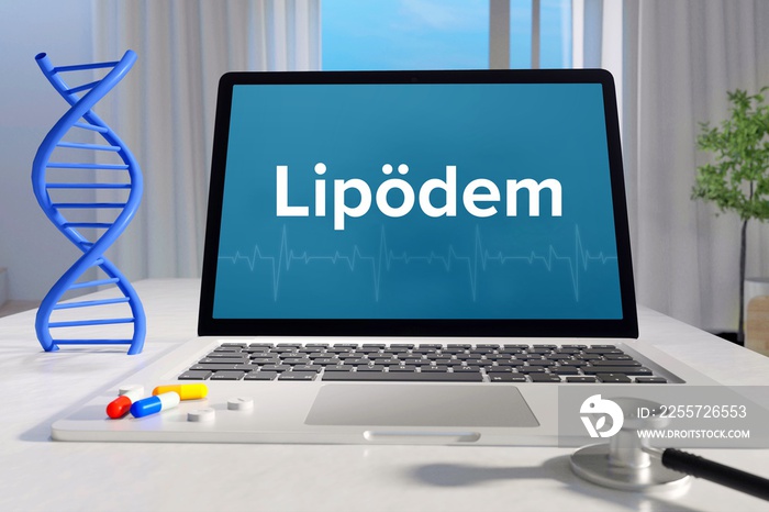 Lipödem – Medizin, Gesundheit. Computer im Büro mit Begriff auf dem Bildschirm. Arzt, Gesundheitswe