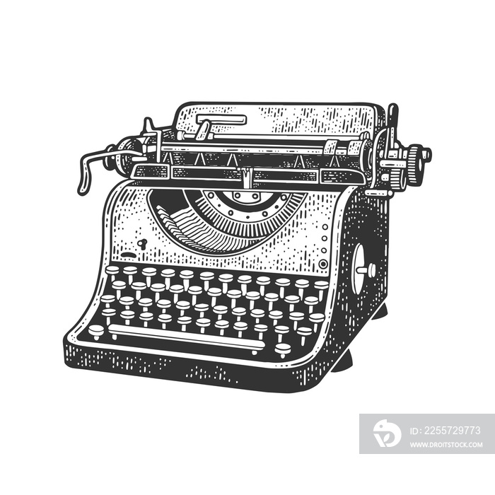 typewriter sketch raster illustration