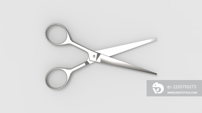 3d rendering of a scissors isolated in a colored studio background