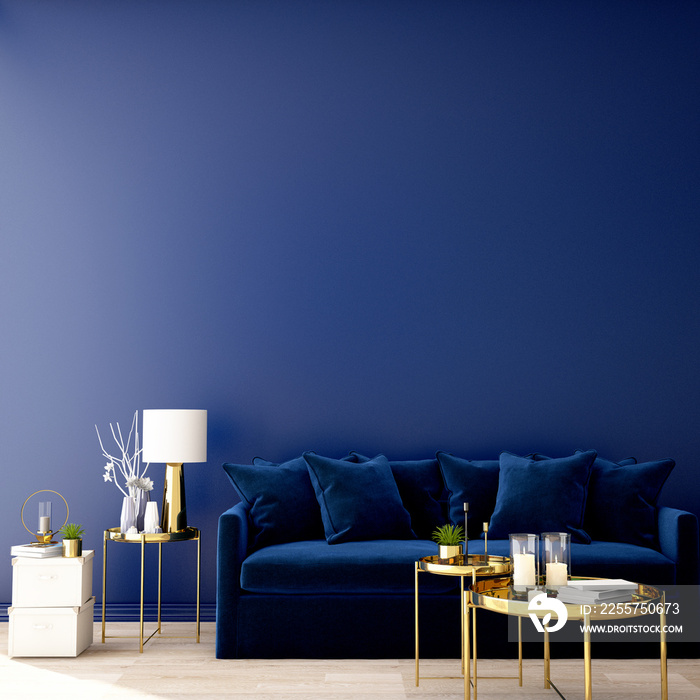 interior design in classic blue concept
