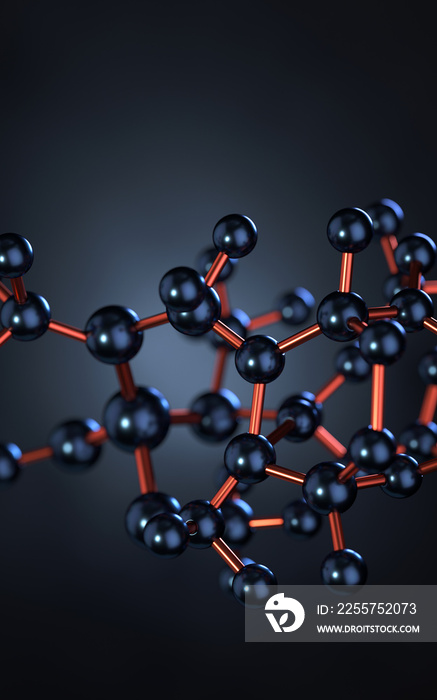 分子模型。科学概念。三维渲染，概念图像。