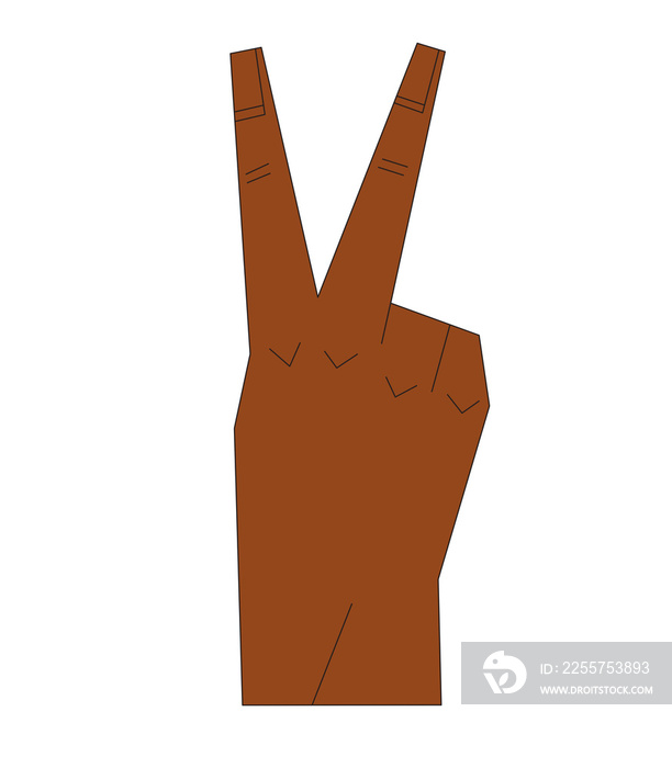 Diverse Hand Signals Number 2 ASL Dark Medium Skin Tone