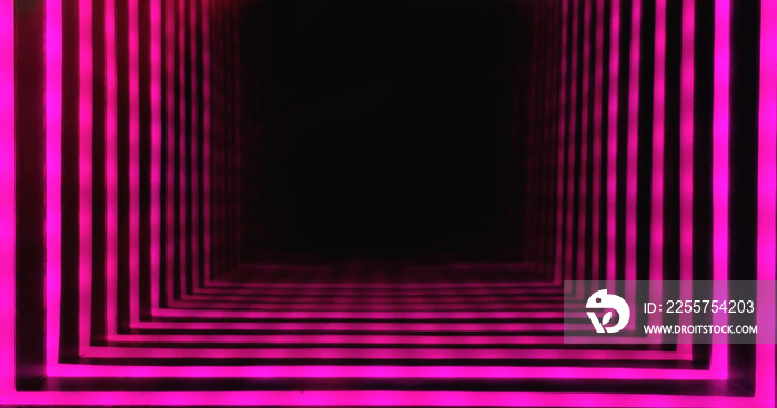 Pink neon light tunnel background