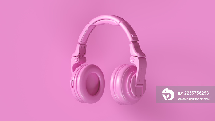 粉色现代耳机3D插图3D渲染