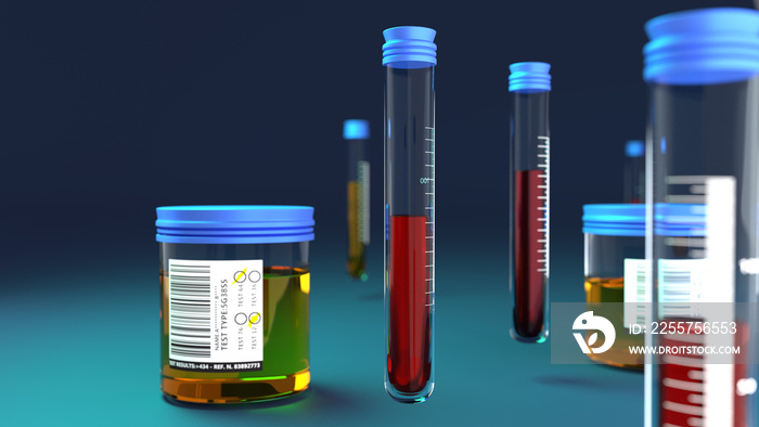 Blood and Urine Test Lab, Tubes (3D Rendering)