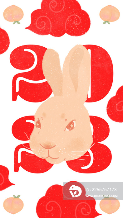 Chinese new year zodiac year of rabbit 2023 on transparent background