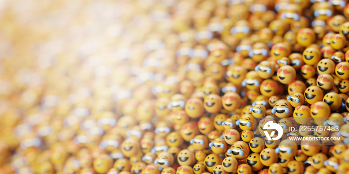 Infinite emoticons 3d rendering background, social media and communications concept