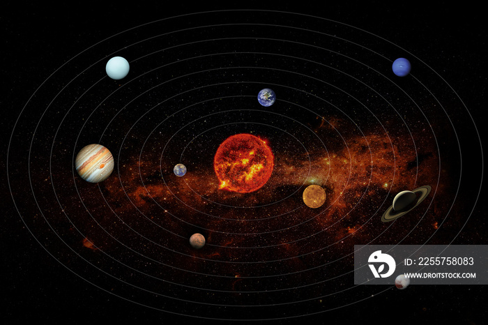 Solar system. Elements of this image furnished by NASA