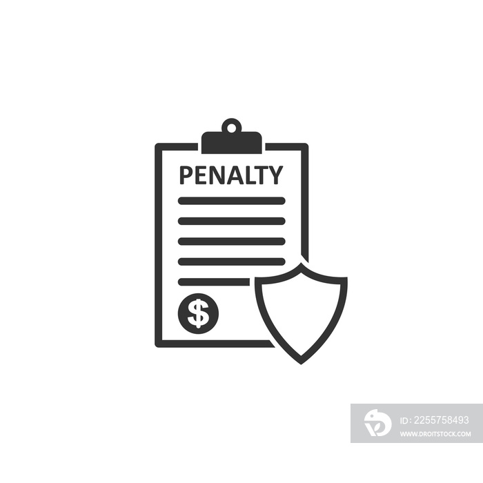 Penalty document icon in simple design. Vector illustration