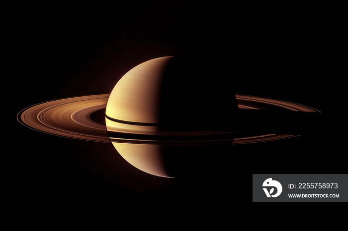 Saturn with rings, on a dark background. Elements of this image furnished by NASA