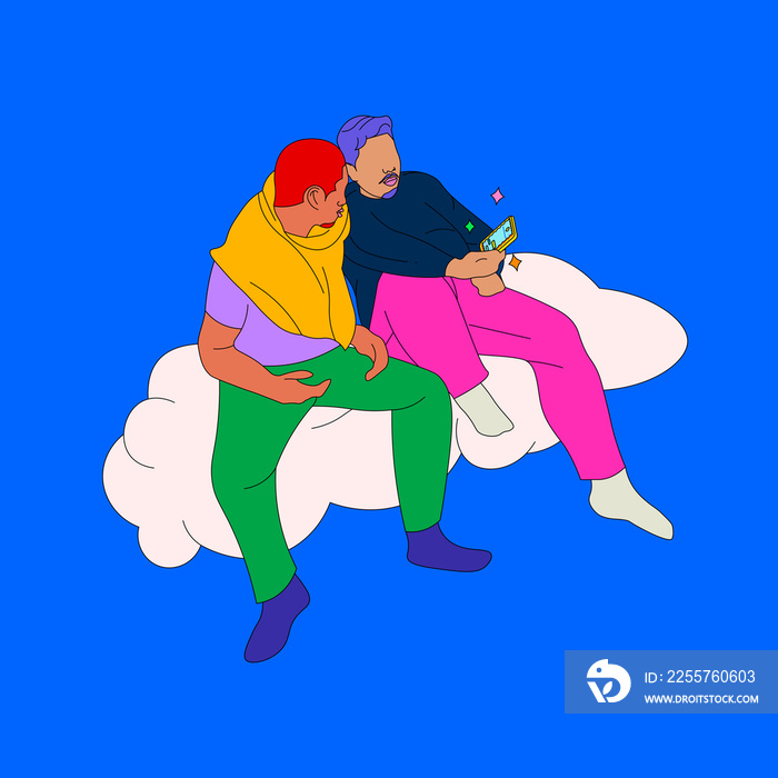 Two boys talking on a cloud