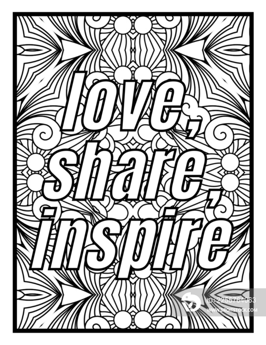 Relax pattern antistress coloring page for adult, print Coloring Pages with Positive and Good Vibes 