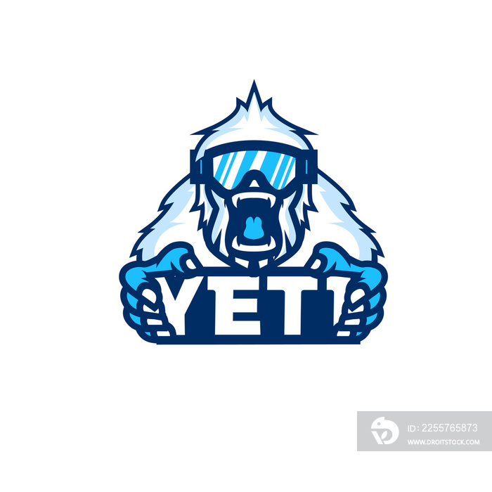 yeti大脚冰人标志矢量图标插图，适用于电子竞技、户外、游戏标志设计