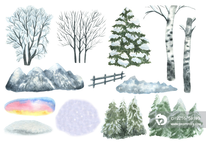 Winter landscape set