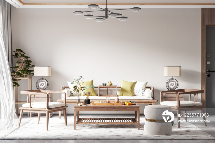 Interior Living Room Wall Mockup - 3d Rendering, 3d Illustration