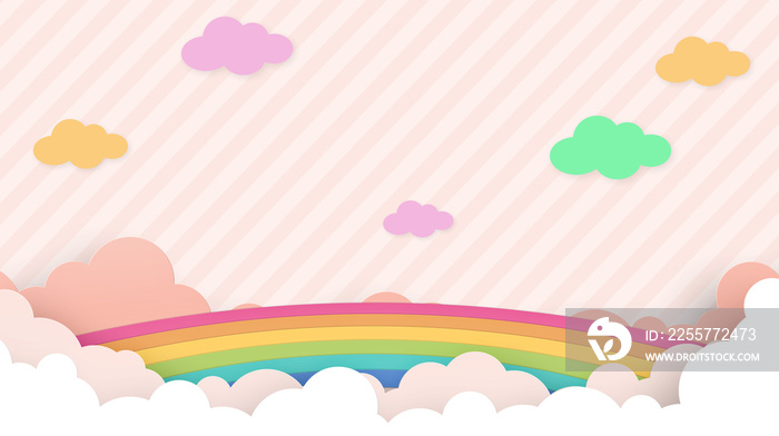 Abstract kawaii Colorful Sky rainbow background. Soft gradient pastel Comic graphic. Concept for chi