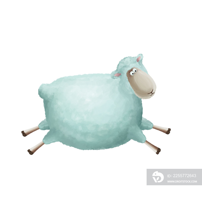 Cute sheep character isolated. Cartoon clip art on white background