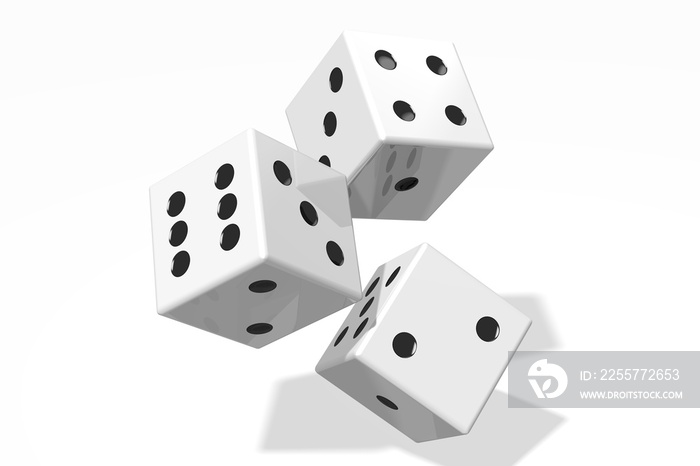 3D white dice on white background