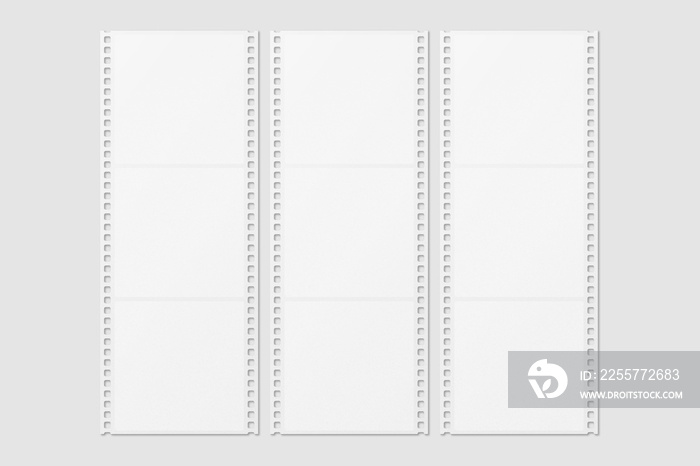 照片实体模型的白色胶片条。3D渲染。