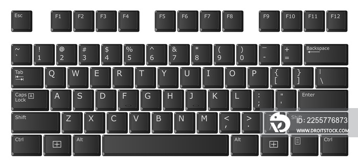 Computer keyboard without numeric keypad, black, US international layout