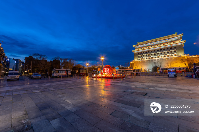 北京前门正阳门箭楼夜景