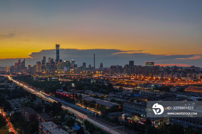 北京国贸CBD中央商务区夜景风光