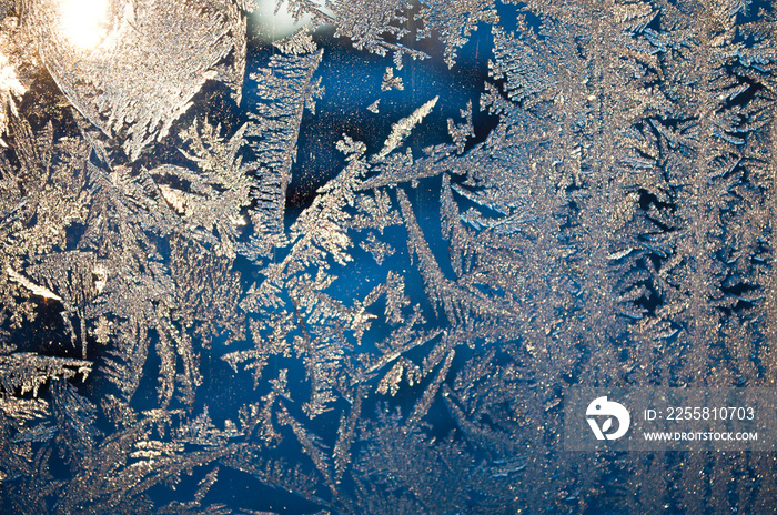 Art by frost, Christmas window in a cold winter day