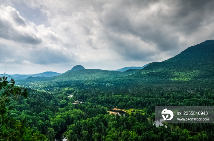 Warm morning over the valley after the storm, Tremblant, Quebec, Canada