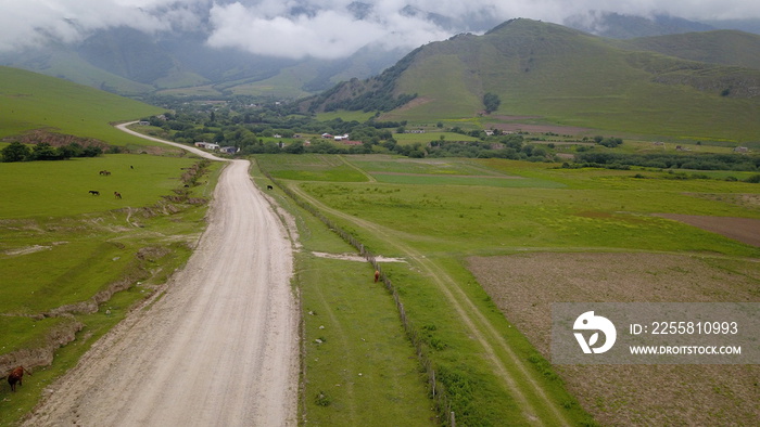 beautiful landscape with green mountains in northwest Argentina